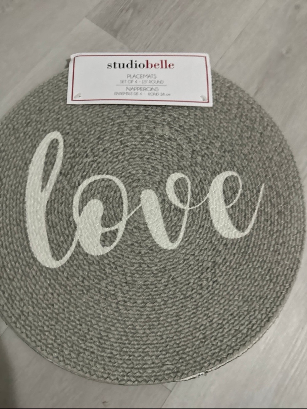 Studio Gray Love' placemats set of 4 new